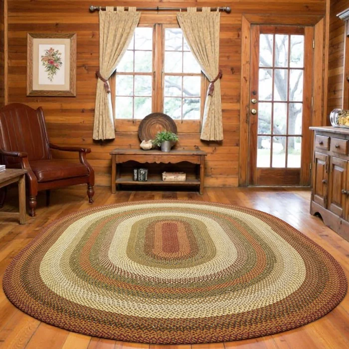 Pumpkin Pie Multi Color Cotton Braided Oval Rugs