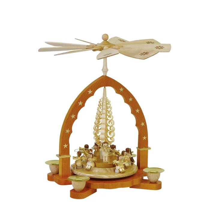 Pyramid Musical Table Decoration with Angel Figurines and Candles
