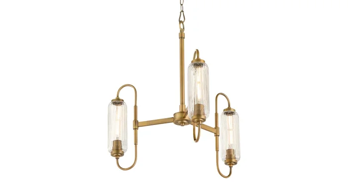 Quorum International Whitmire 3 Light 24″ Wide Chandelier with Clear, Ribbed Glass Shades