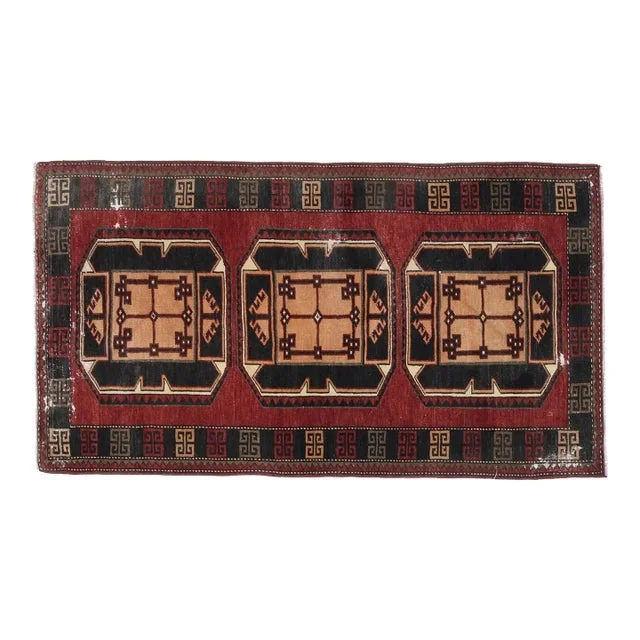 Red Vintage Turkish Oushak Handmade Woven Runner Rug