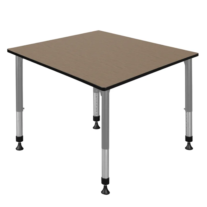 Regency Kee 48 in. Square Height Adjustable Classroom Activity Table- Noble Oak Top & Grey Base