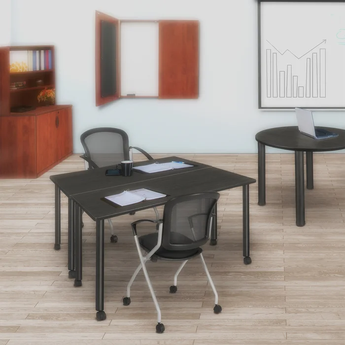 Regency Kee 48 x 24 in. Mobile Training Seminar Table- Ash Grey Top, Black Legs