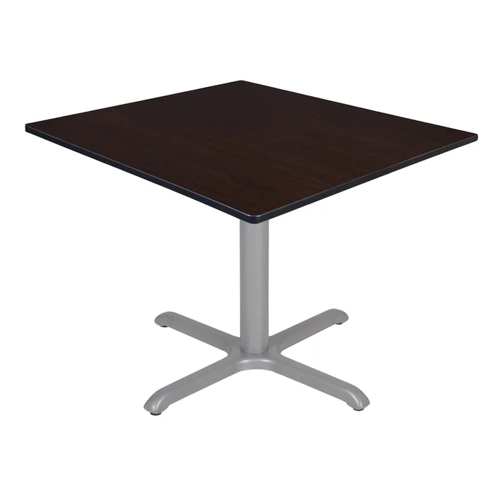 Regency Via 48″ Square X-Base Table- Mocha Walnut/Grey