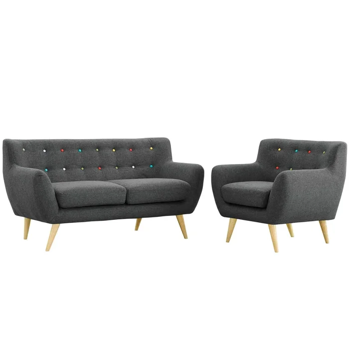Remark 2 Piece Living Room Set in Gray-3