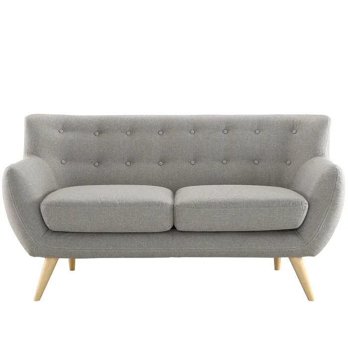 Remark Upholstered Fabric Loveseat in Light Gray