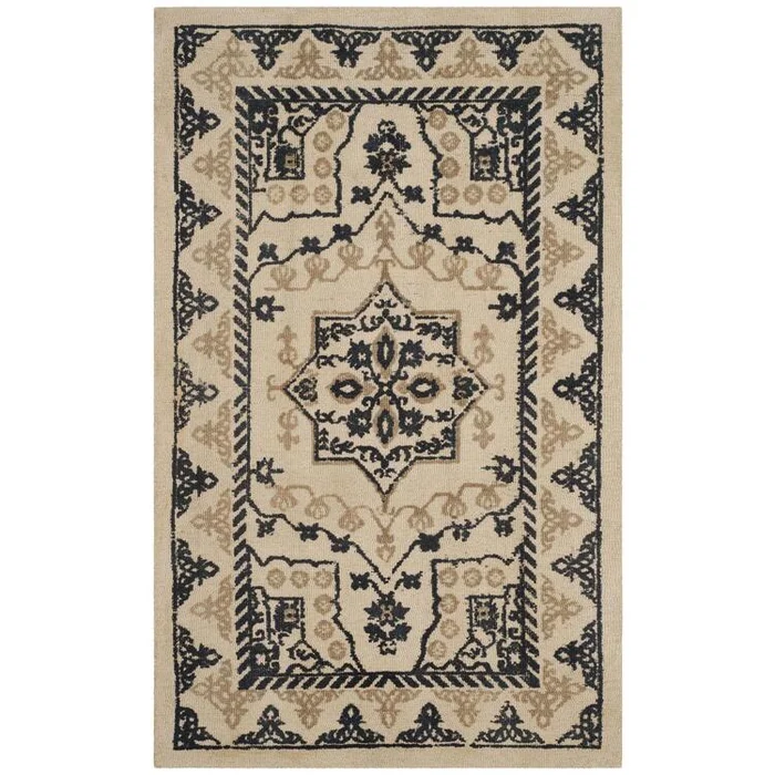 Restoration Vintage Ivory/Charcoal Large Rectangle Rug