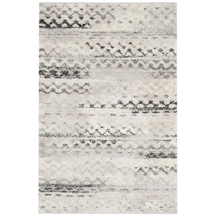Retro Cream/Grey Square Rug