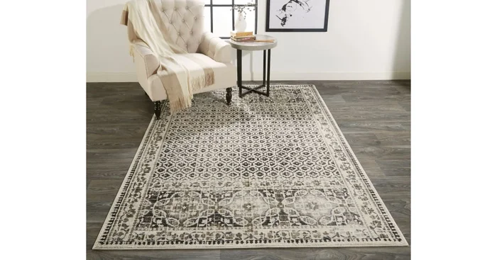 Roseto Impressions 6-1/2′ x 9-1/2′ Cotton and Jute Transitional Vintage Rectangle Area Rug From the Bella Collection