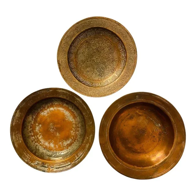 Rustic Copper Serving Bowls, Set/3, Deane Taylor Import, 1960s