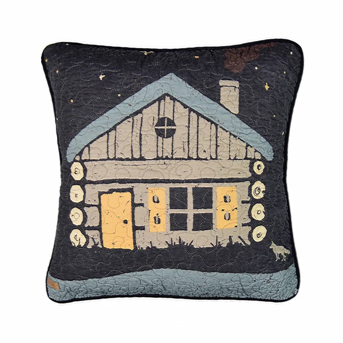 Rustic Cotton Moonlit Cabin Pillow for a Cozy Home Decor Touch