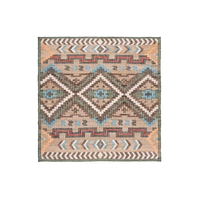 Safavieh Kilim 760 Rugs, Natural / Blue, 7′ X 7′ , Square