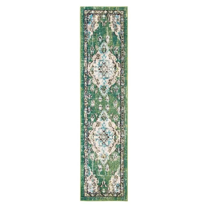 Safavieh Madison 484 Rugs, Green / Light Blue, 2′-2″ X 22′, Runner