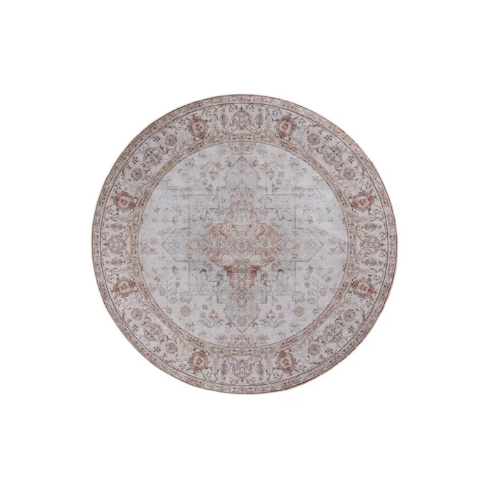 Safavieh Tucson 105 M/W S/R Rugs, Light Grey / Rust, 8′ X 8′ , Round