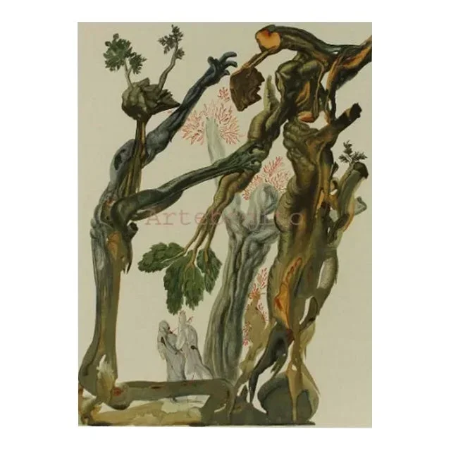 Salvador Dali Woodcut Hell 13 the Forest of Suicides