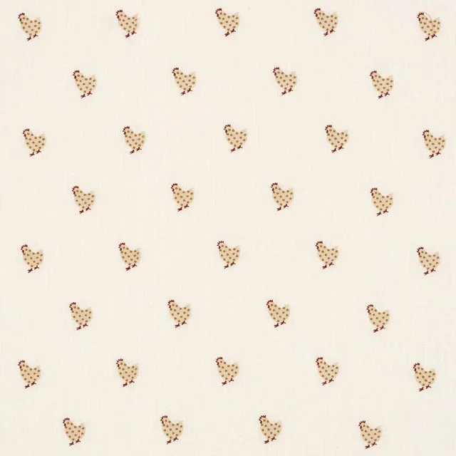 SAMPLE – Schumacher Betsy’s Chicken Embroidery Fabric In Ivory