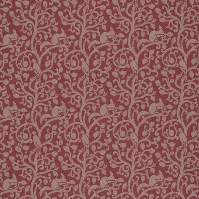 Sanderson Squirrel & Dove Wool Fabric in Cherry – a Sample