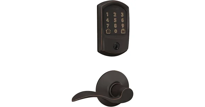 Schlage Encode Greenwich Electronic Keyless Entry Deadbolt Combo Pack with Accent Interior Lever and Decorative Plymouth Trim
