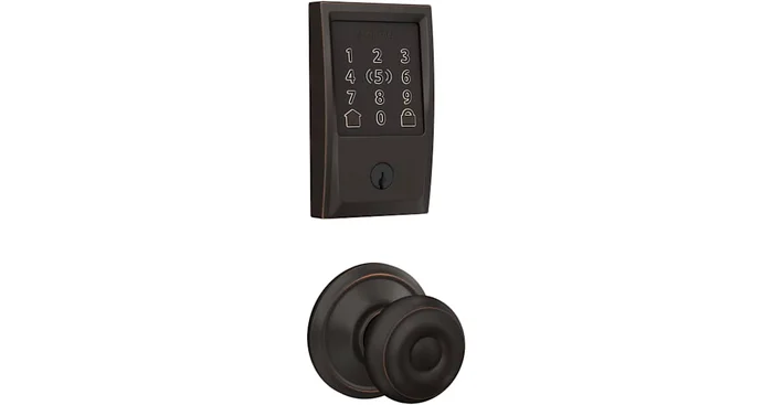 Schlage Encode Plus Century Electronic Keyless Entry Deadbolt Combo Pack with Georgian Interior Knob and Decorative Georgian Trim