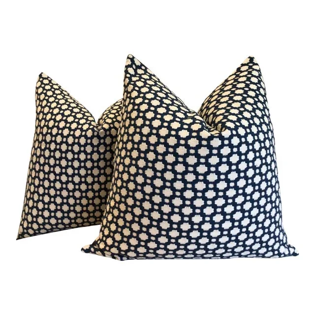 Schumacher “Betwixt” Indigo Pillows – a Pair