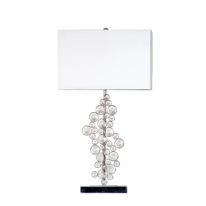 Sequin and Chrome Table Lamp with Prismatic Crystals