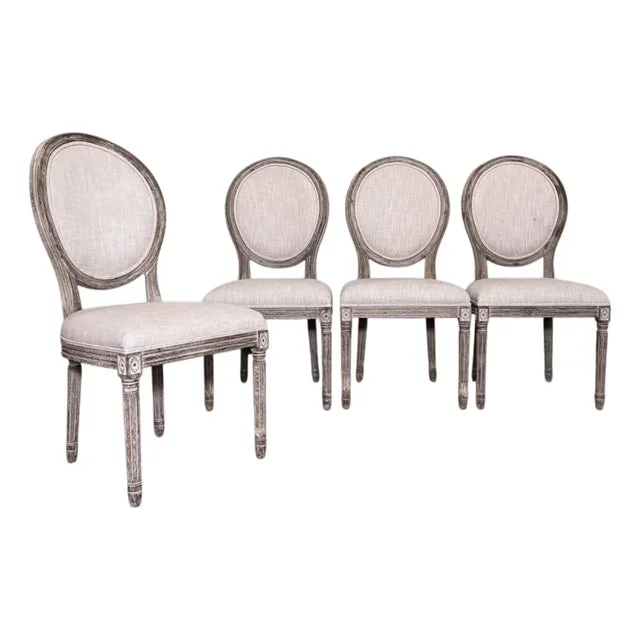 Set of 4 Balloon Back Chairs in Linen by Restoration Hardware