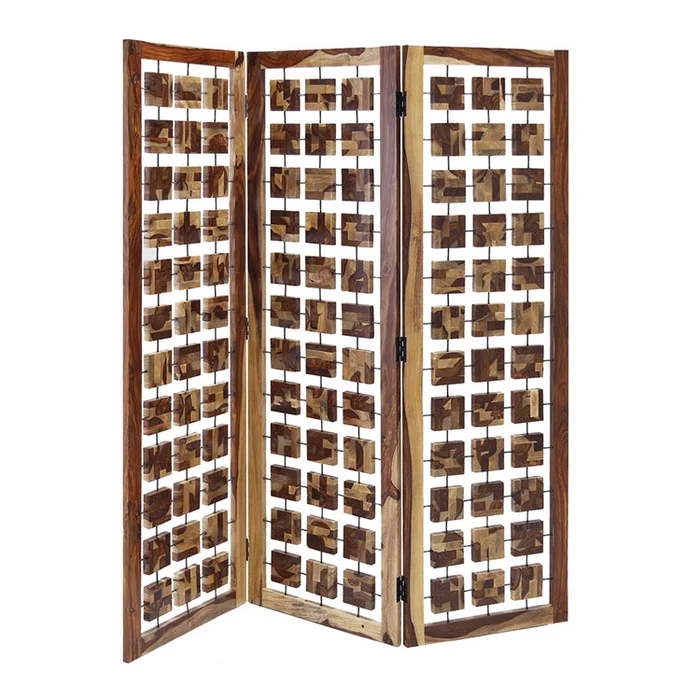 Sheesham Wood Geometric Room Divider Screen SG-338 – Screen Gems