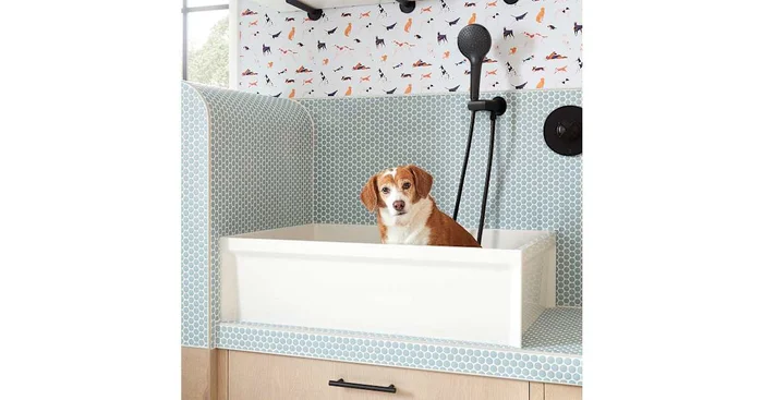 Signature Hardware Linwald 24″ Free Standing Single Basin Stone Composite Dog Washing Station