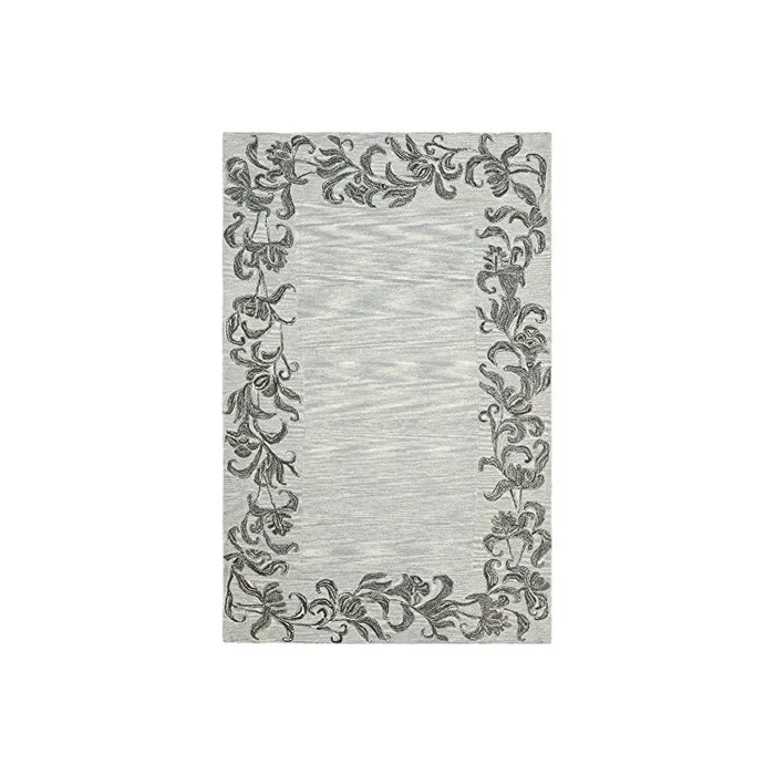 Silver Grey Wool Viscose Pile Contemporary Rug 9×7