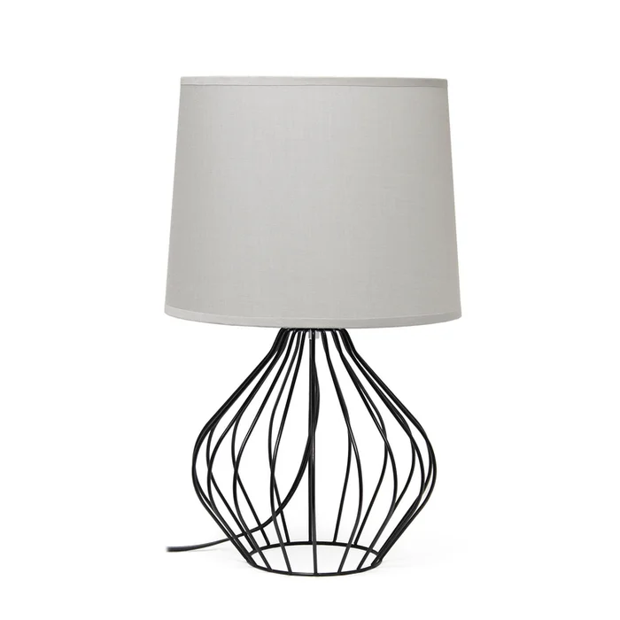 Simple Designs Geometrically Wired Table Lamp, Gray on Black