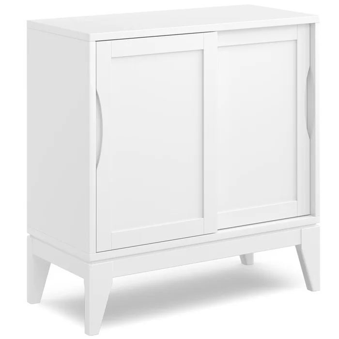 Simpli Home Harper 48 inch Wide Solid Hardwood Mid-Century Modern Medium Storage Cabinet in Teak Brown