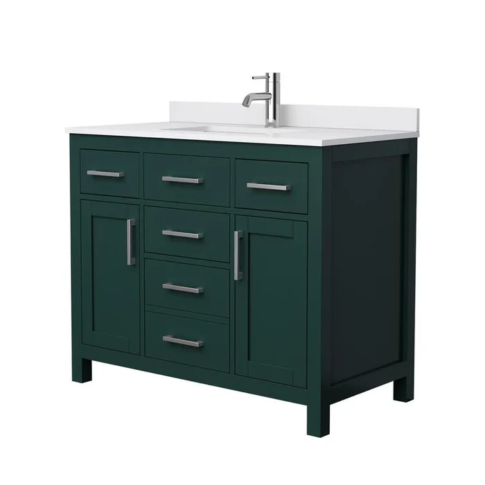 Single Bathroom Vanity Green Cultured Marble Countertop