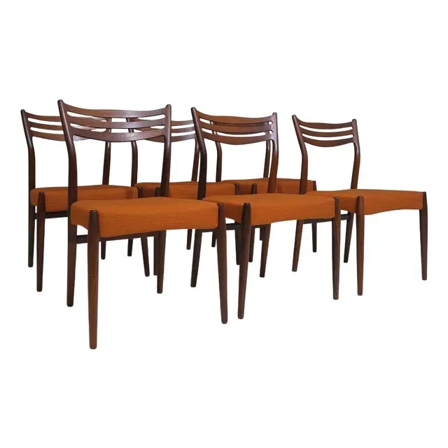 Six Sculptural Rosewood Dining Chairs Arne Vodder, Denmark, 1955