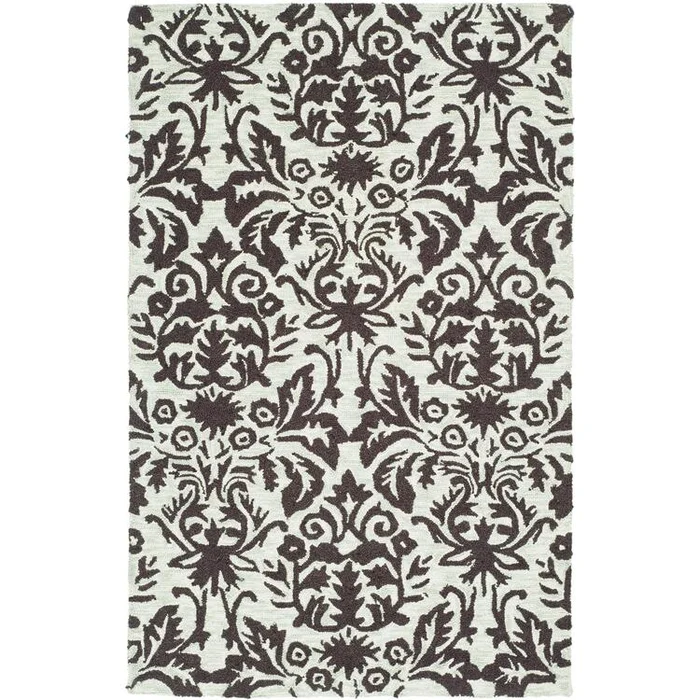 Small Transitional Sage/Chocolate Wool Pile Rug 5’9×3’9