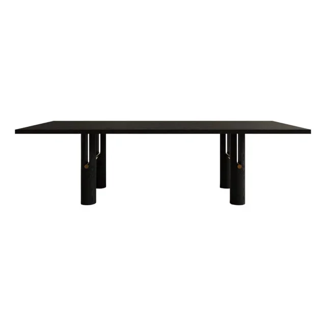 Solid Black Oak Rectangular Dining Table