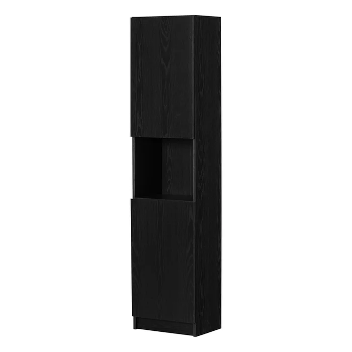 South Shore 2-Door Narrow Storage Cabinet Black Oak Arum