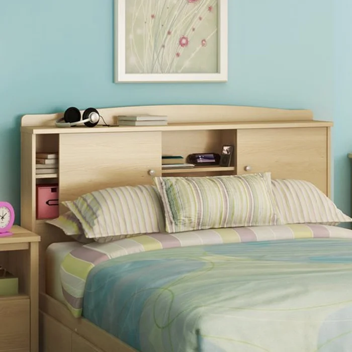 SouthShore Clever Room Full Bookcase Headboard in Maple