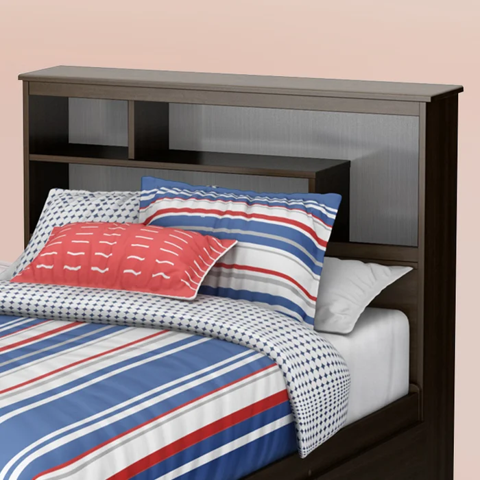 SouthShore Highway Transitional Twin Bookcase Headboard in Mocha