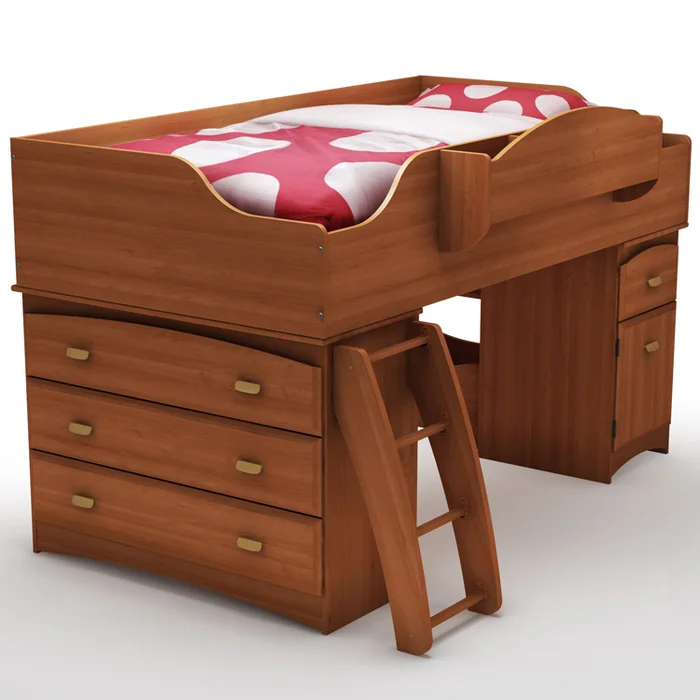 SouthShore Imagine Complete 3 Piece Loft Bed Set In Morgan Cherry