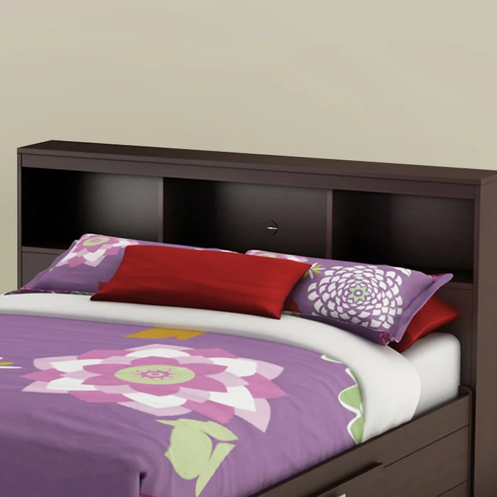 SouthShore Karma Full Bookcase Headboard in Chocolate