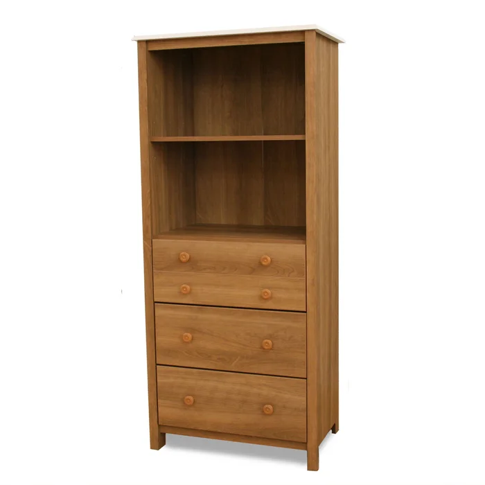 SouthShore Little Smiley Tall Dresser Shelving Unit in Harvest Maple and White