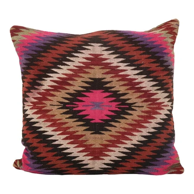 Square Red Wool Kilim Cushion Cover