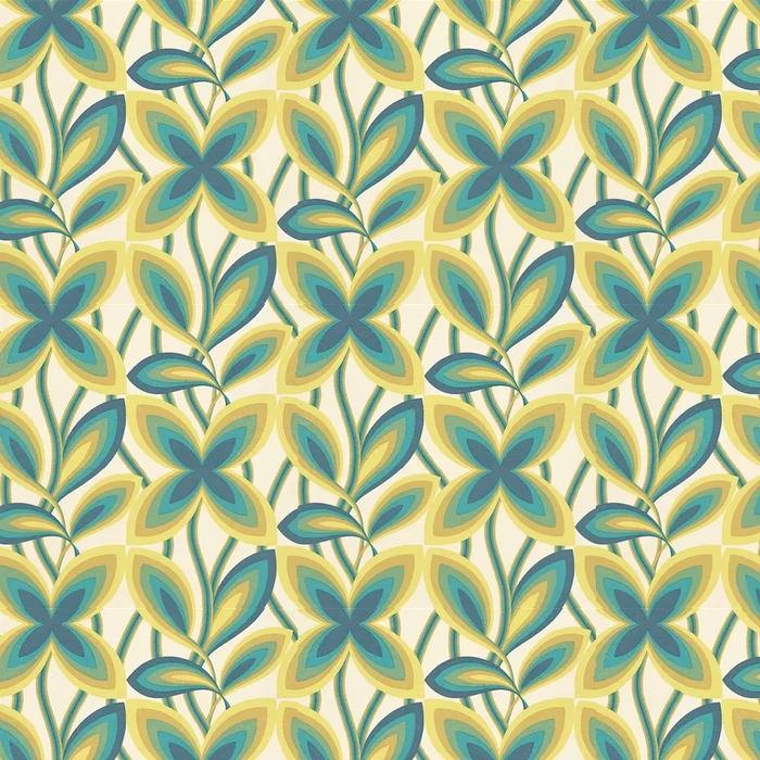 Starflower Wallpaper – Peacock / Yellow
