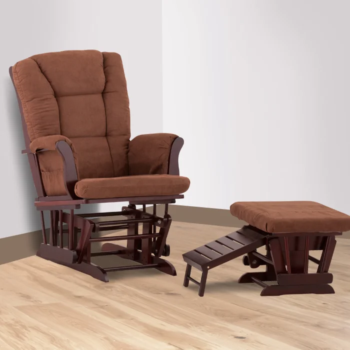 Status Veneto Glider and Nursing Ottoman in Cherry and Chocolate