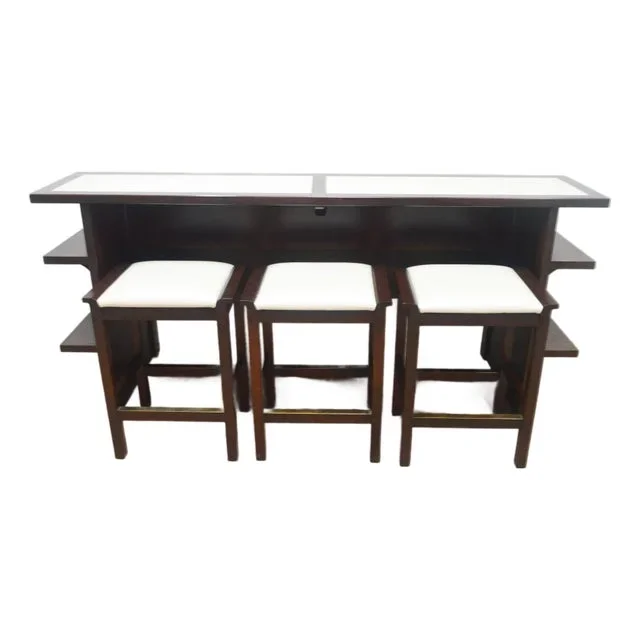 Stickley Modern Bar Cabinet With Stools