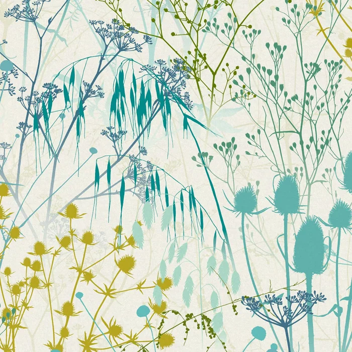 Summer Border Wallpaper – Verdigris