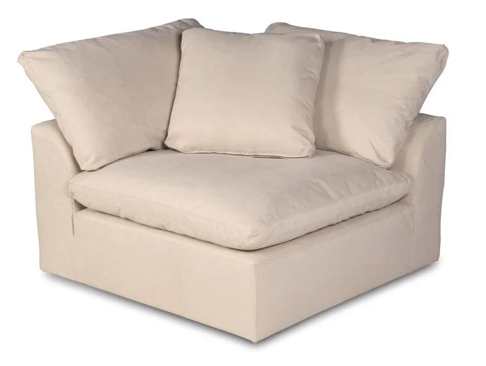 Sunset Trading – Contemporary Puff Collection 44in Square Slipcovered Modular Chair Tan/Beige – SU-145851-391084