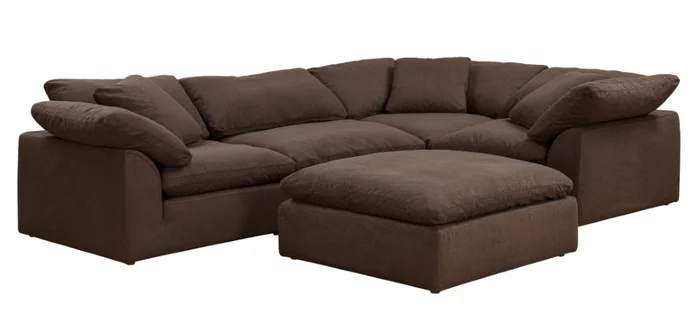 Sunset Trading – Contemporary Puff Collection 44in Square Slipcovered Sectional Modular Ottoman Brown – SU-145830-391088