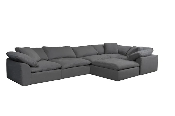 Sunset Trading – Contemporary Puff Collection 6PC Modular L-Shape Sectional Sofa Gray – SU-1458-94-3C-2A-1O