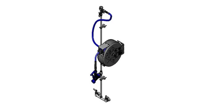 T and S Brass 2.97 GPM Wall Mounted Utility Faucet with Enclosed Hose Reel – Includes 30′ Hose and Front Trigger Water Gun