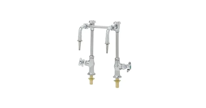 T and S Brass 3.89 GPM Combination Science Table Deck Mount Faucets with Serrated Tip Outlets